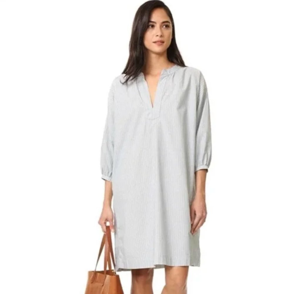 The Great. easy tunic gingham striped relaxed Shirt dress - Size 3/L